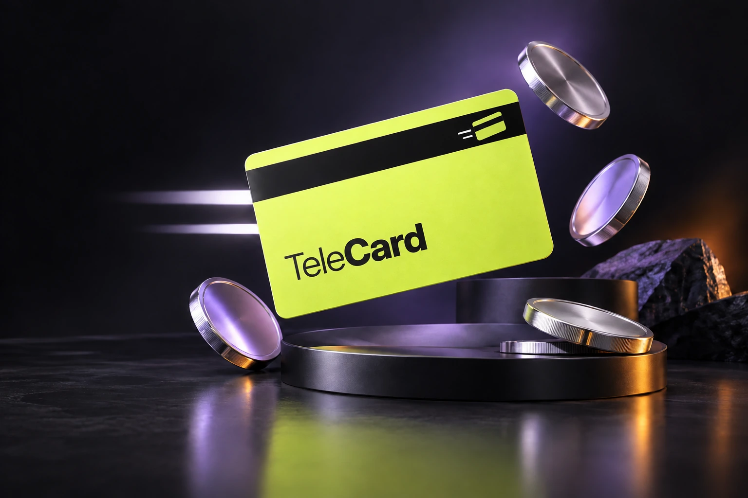 Лаймовая карта TeleCard на графитовой подставке